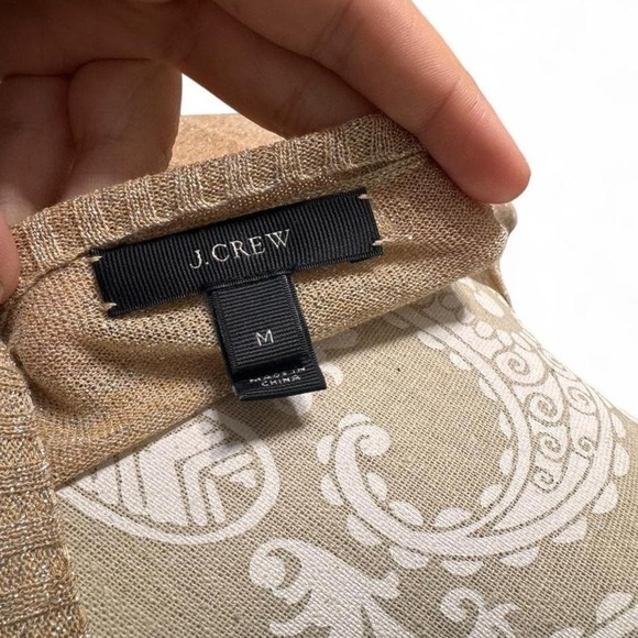 J. Crew Gold Metallic Knit Sweater Women's Medium – Shimmer Long Sleeve Pullover - Picture 6 of 7